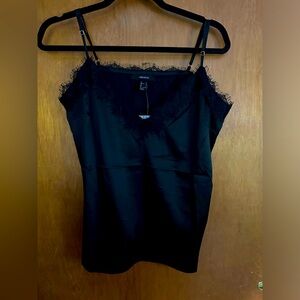 Forever 21 Satin Eyelash lace trim cami NWT